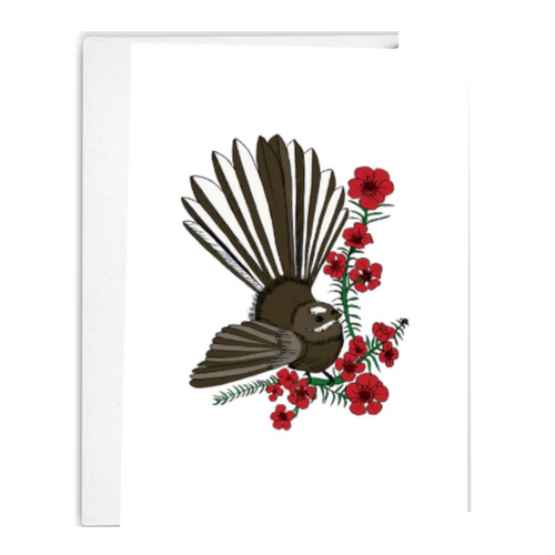 Fantail on Manuka Tree Greeting Card
