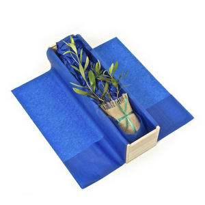 Olive tree gift in wooden box with blue tissue 